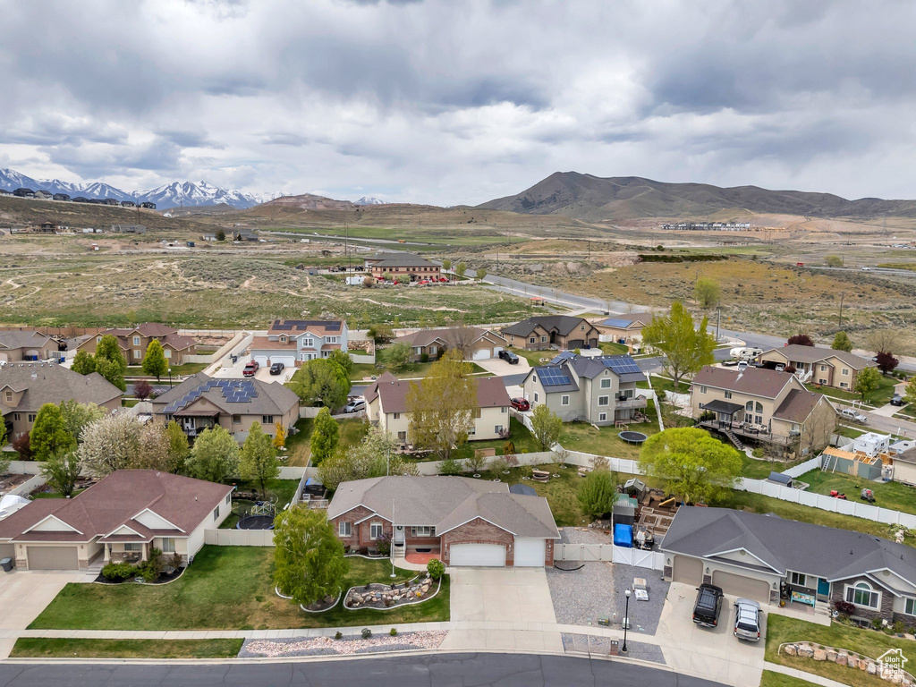 Bird's eye view with a mountain view and a residential view