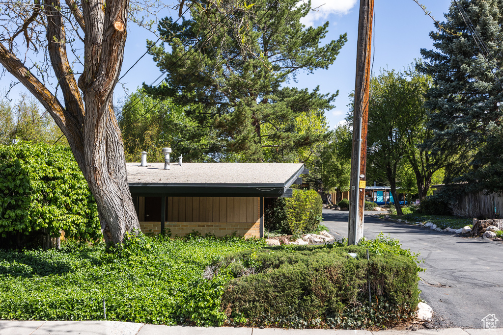 View of home\\\'s exterior with brick siding