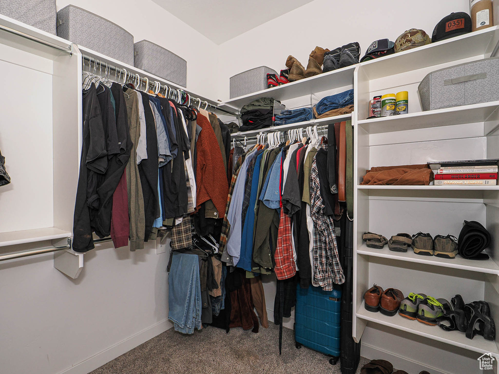 Walk in closet with carpet