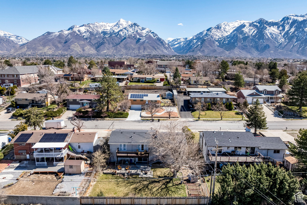 View of mountain background with nearby suburban area