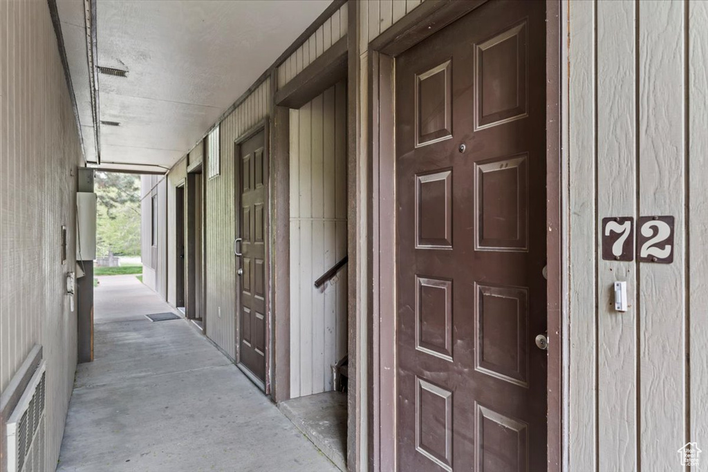 Doorway to property featuring visible vents