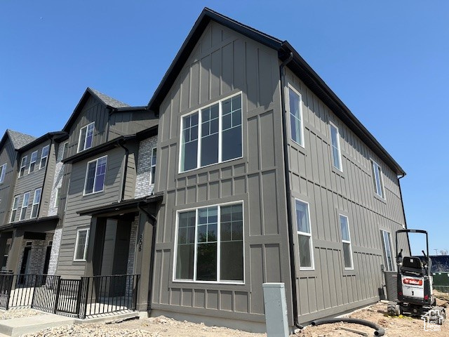 View of home's exterior featuring board and batten siding