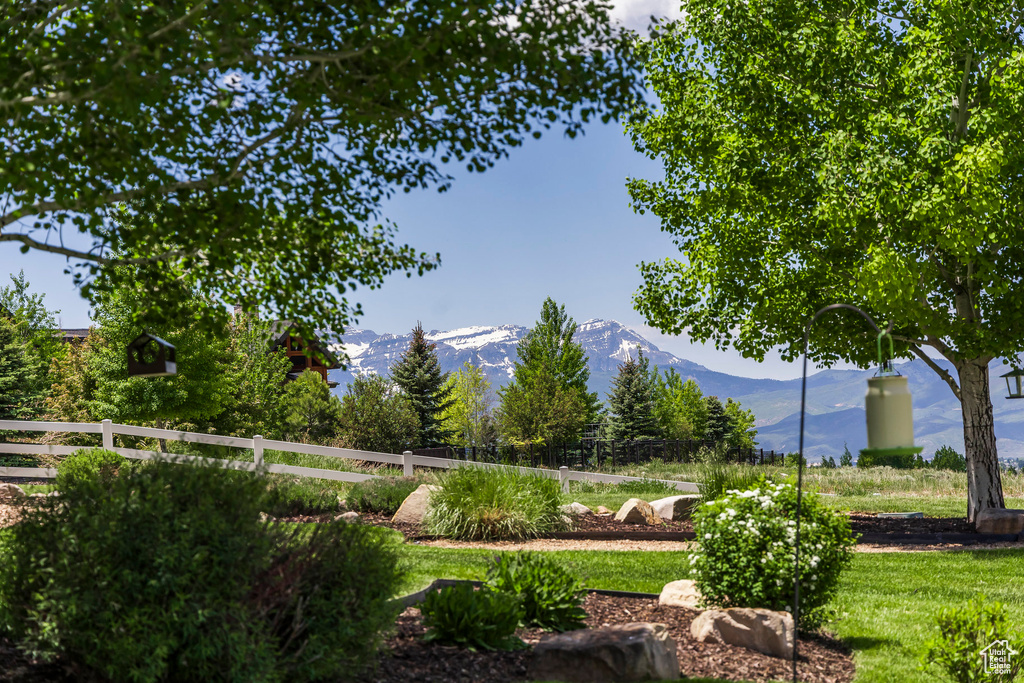 View of community with a mountain view