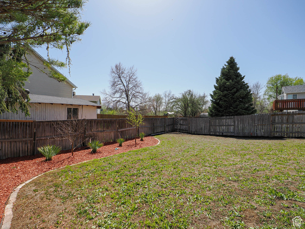 View of yard featuring a fenced backyard