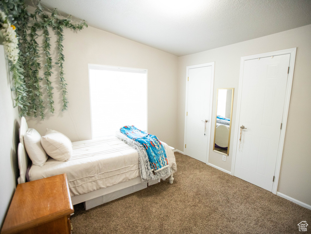 Bedroom with baseboards and carpet flooring