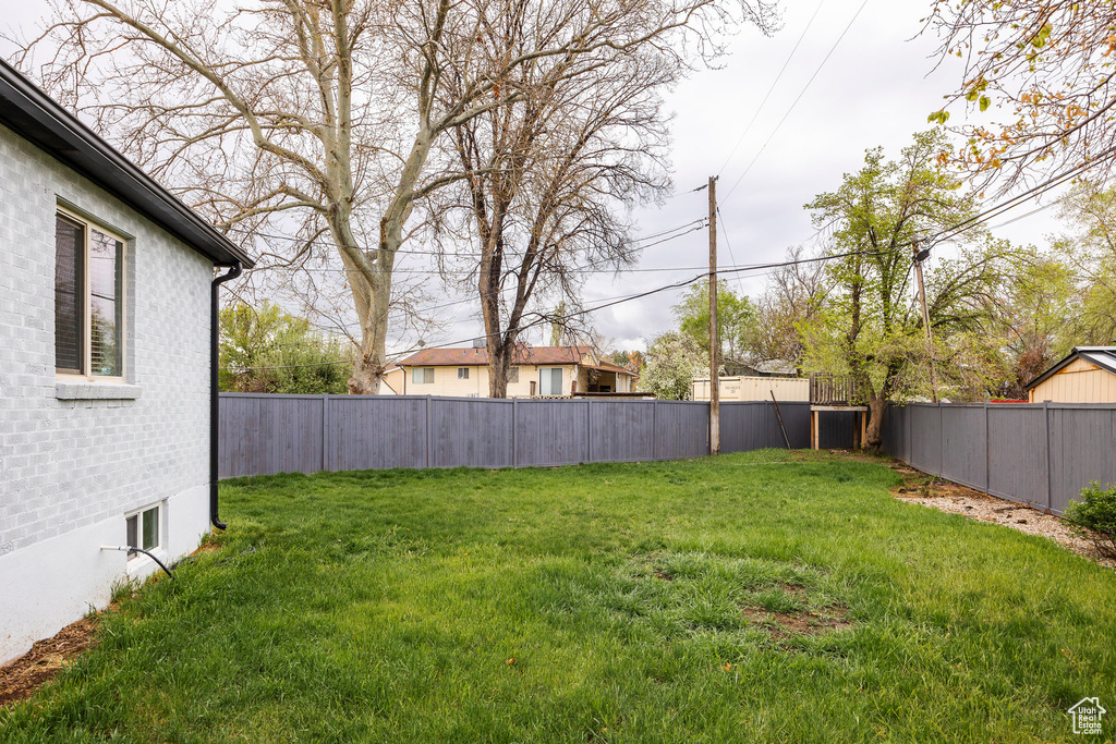 View of fenced backyard