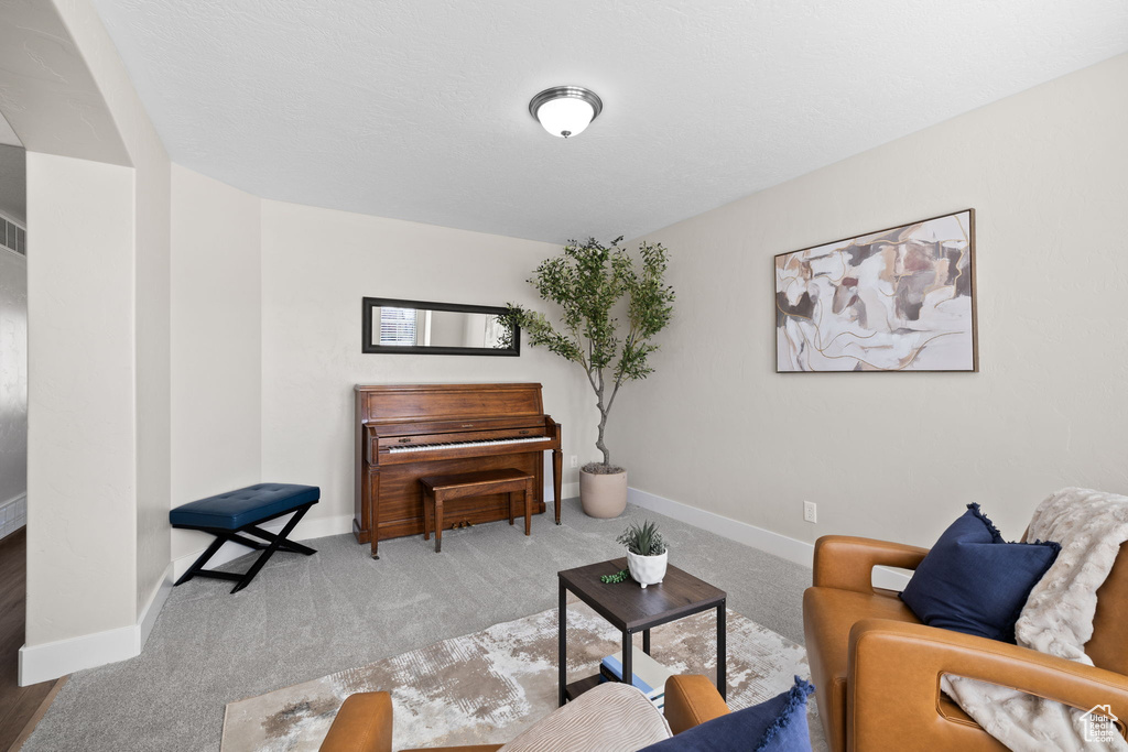 Living room with carpet and baseboards