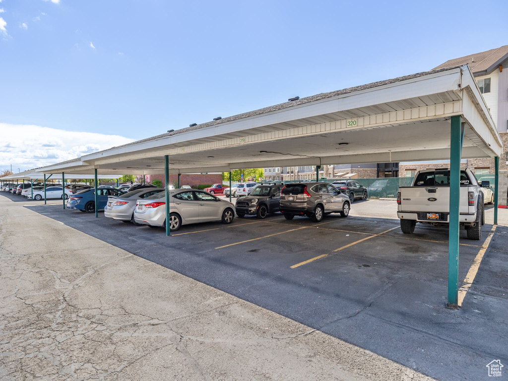 View of covered parking lot