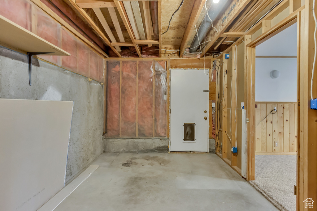 View of unfinished basement