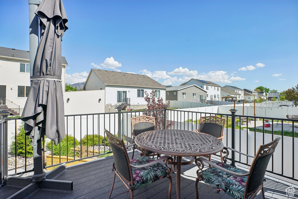 Deck with a residential view