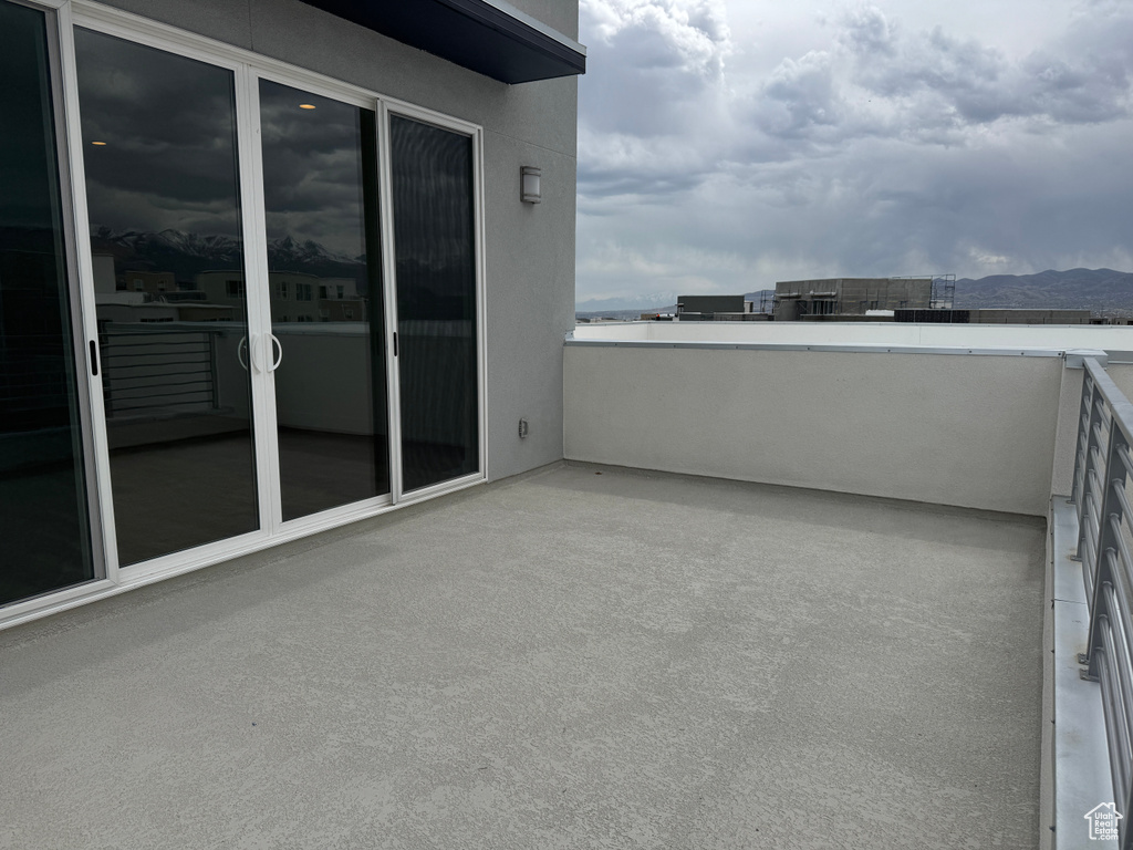Balcony with a mountain view