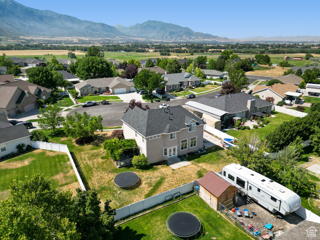 Bird\'s eye view featuring a residential view and a mountain view