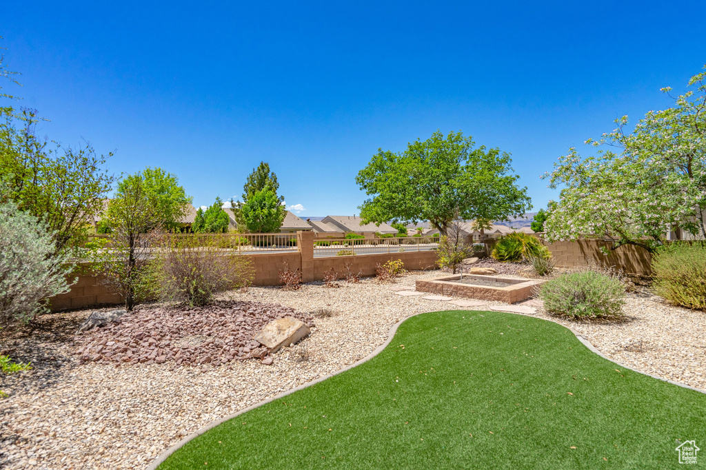View of fenced backyard