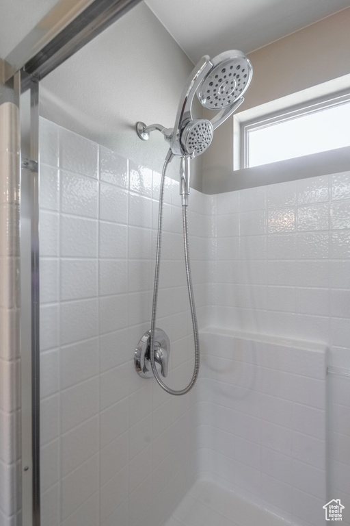 Bathroom view of tiled shower