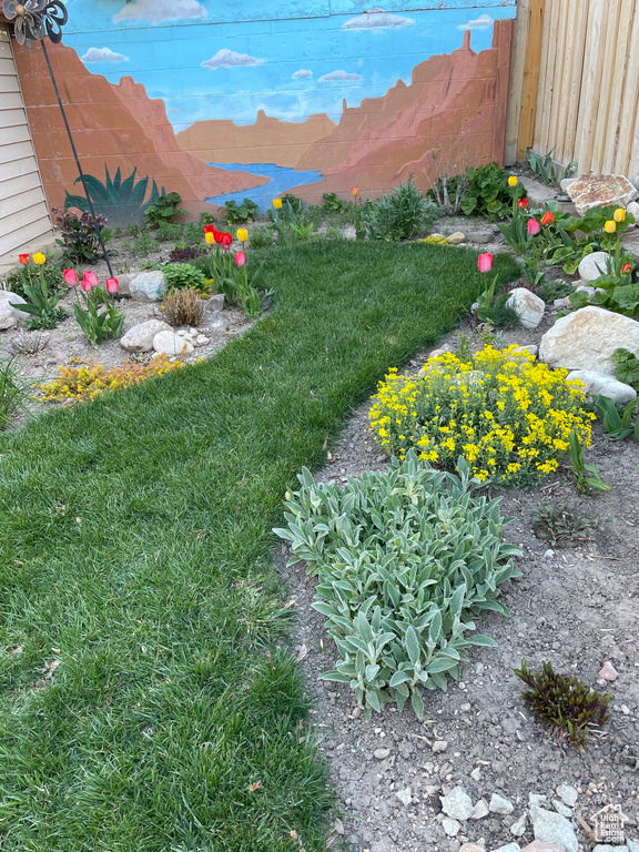 View of yard with fence