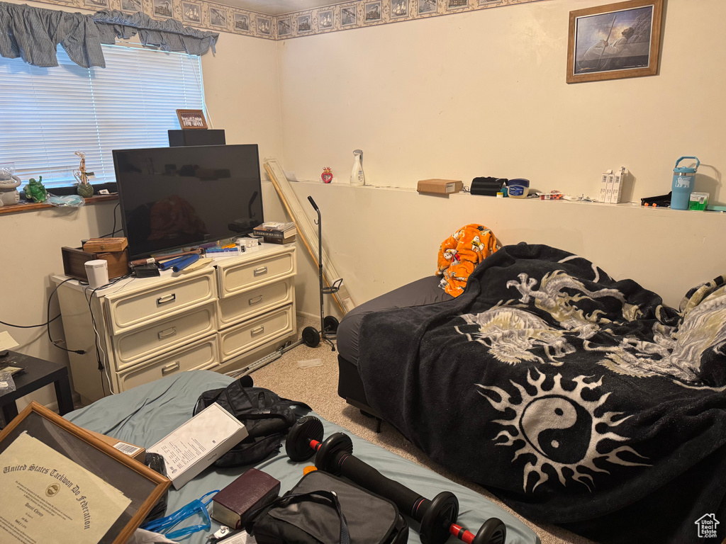 Bedroom featuring carpet floors