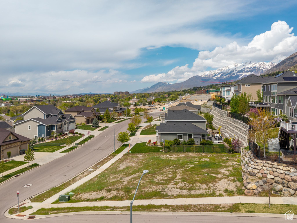Bird's eye view with a mountain view and a residential view