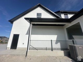 Exterior space with stucco siding