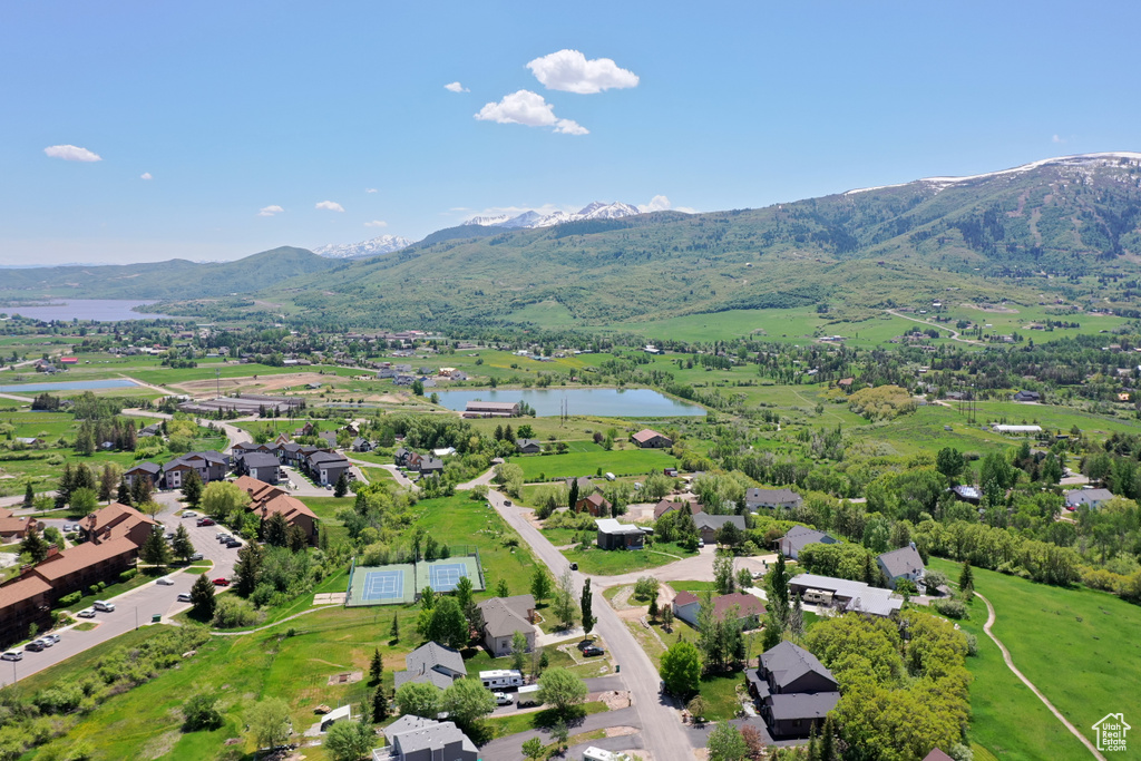Bird\\\'s eye view featuring a water and mountain view