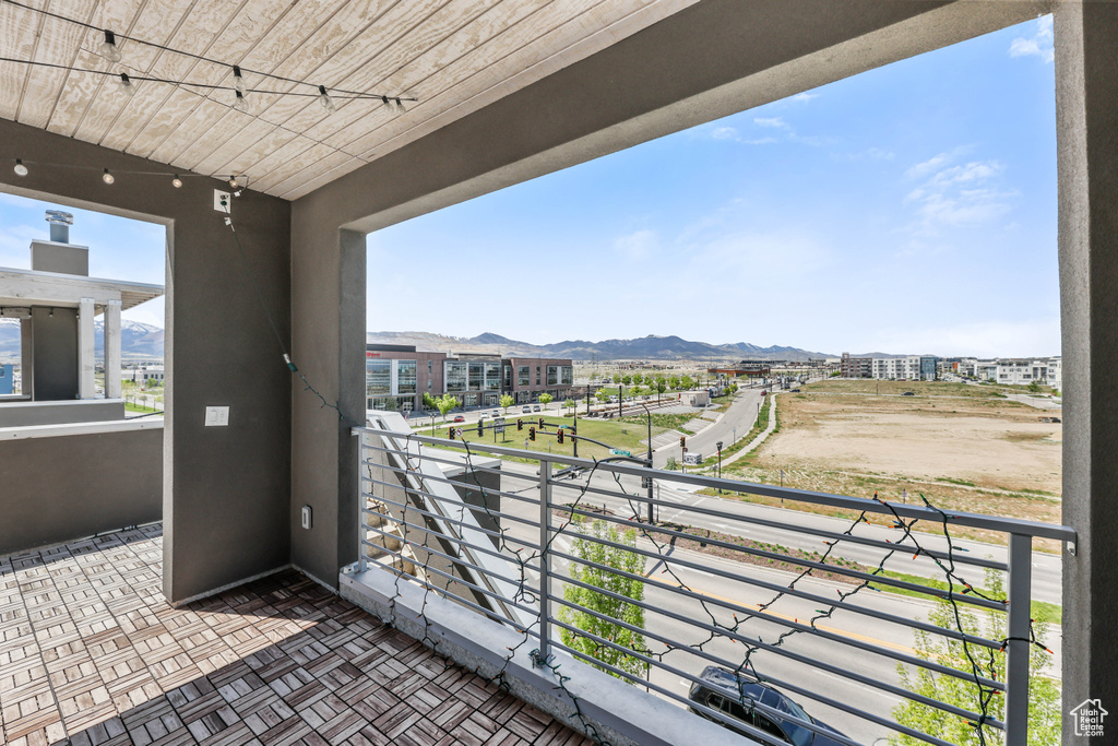 Balcony with a mountain view