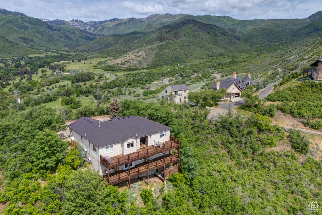 Bird's eye view of a mountain backdrop