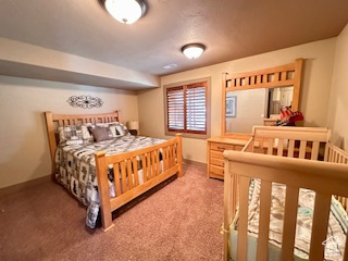 Bedroom with carpet