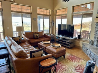Living room featuring wood finished floors