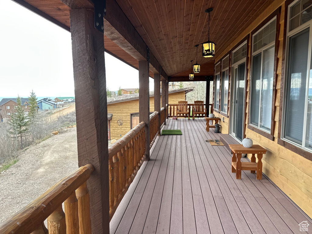 Wooden terrace with a porch