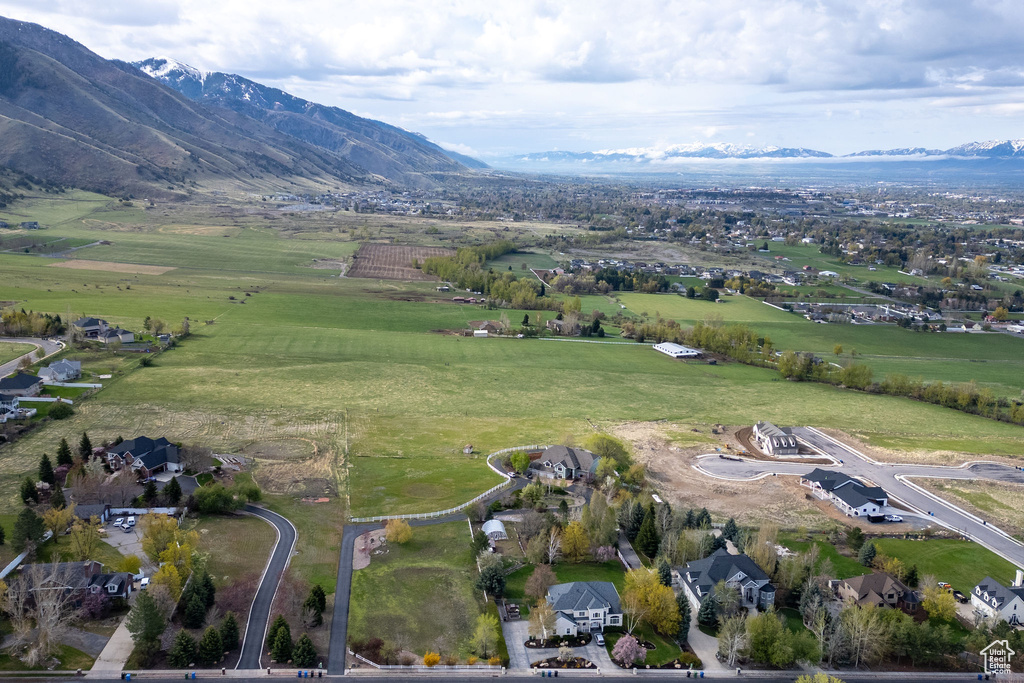 Aerial view with a rural view and a mountain view