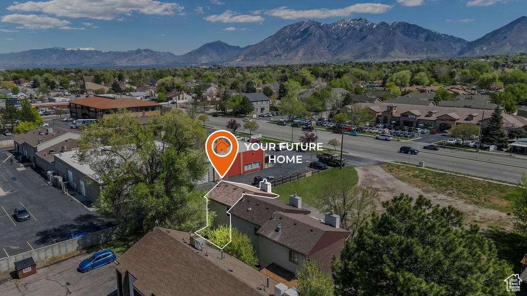 Aerial view with a mountain view and a residential view