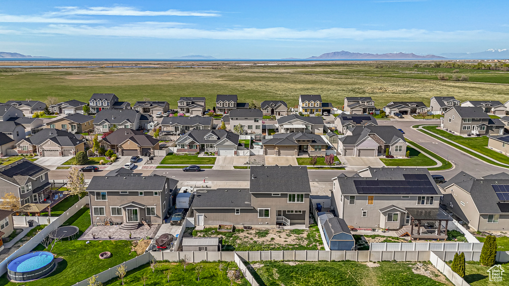 Aerial view with a mountain view and a residential view