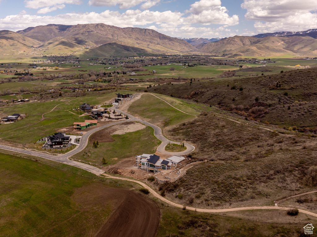Aerial view featuring a mountain view and a rural view