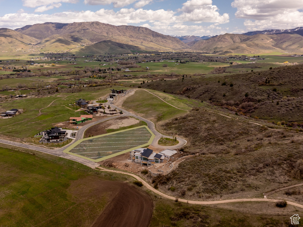 Aerial view with a rural view and a mountain view