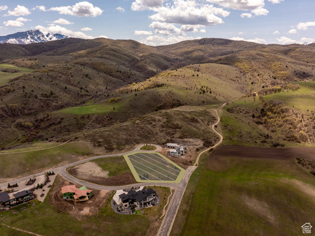 Drone / aerial view with a mountain view