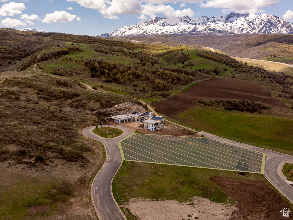 Drone / aerial view with a mountain view