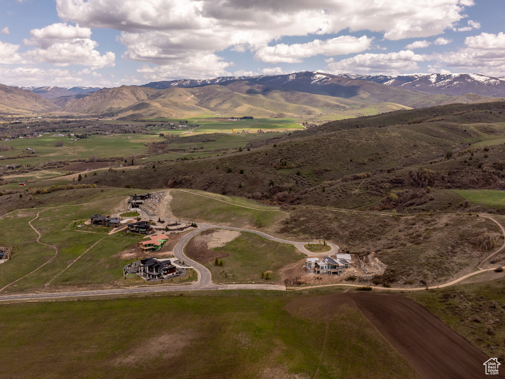 Drone / aerial view with a mountain view