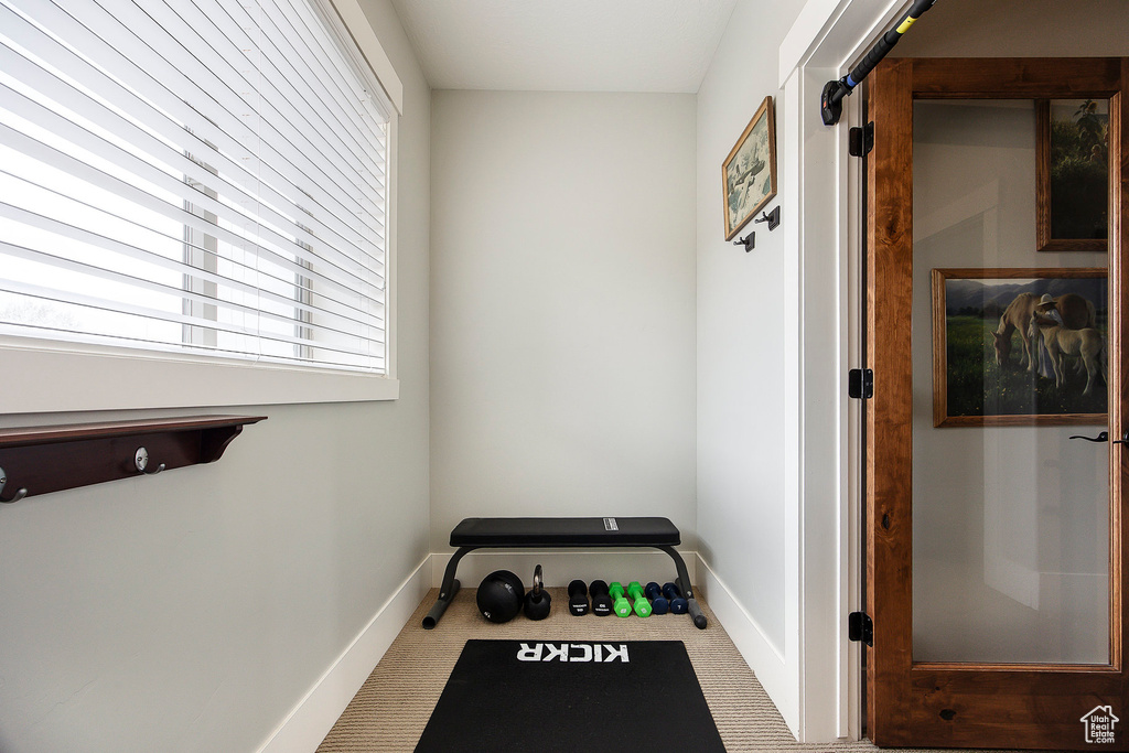 Workout room with healthy amount of natural light