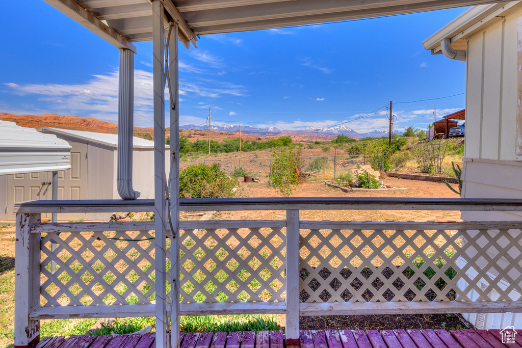 Balcony with a mountain view