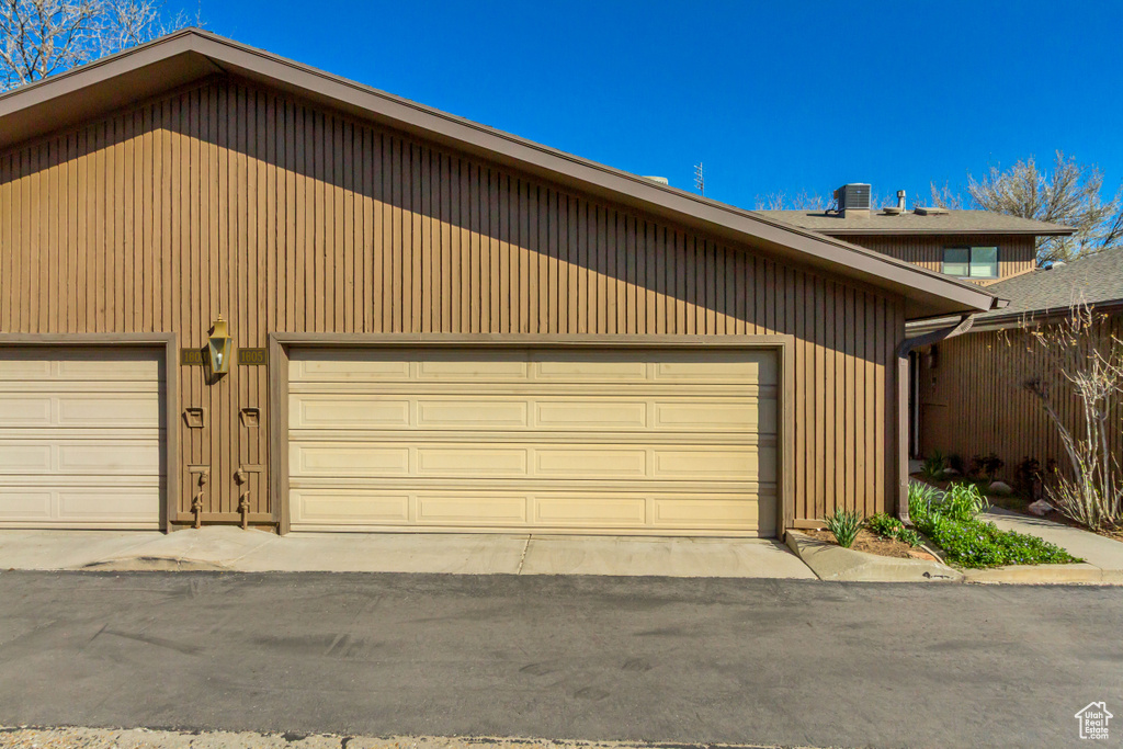 View of detached garage