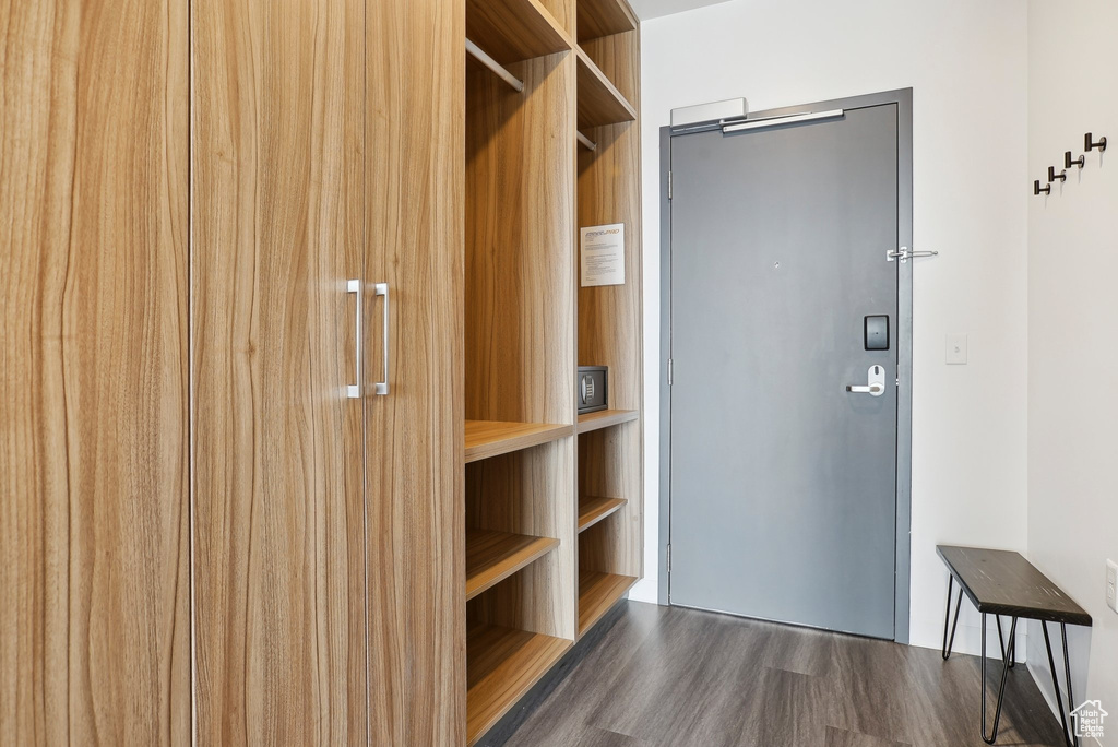 Spacious closet with wood finished floors