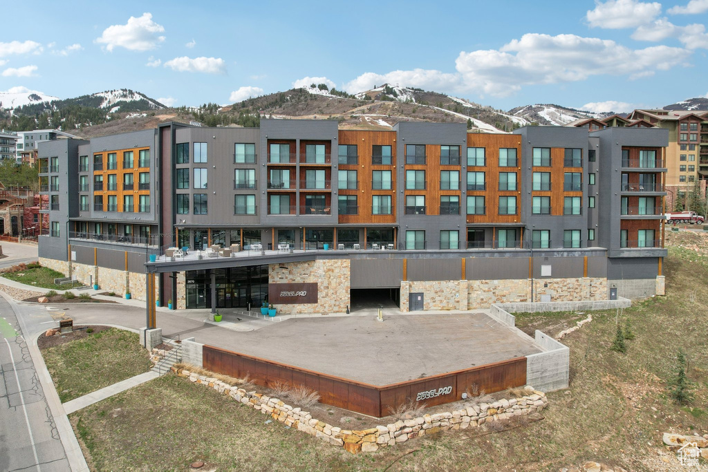 Exterior space with a mountain view