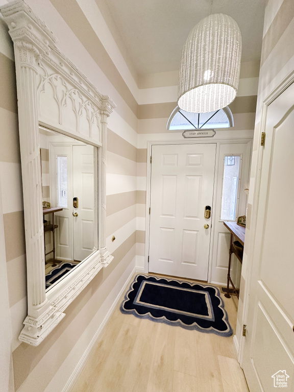 Foyer featuring wood finished floors