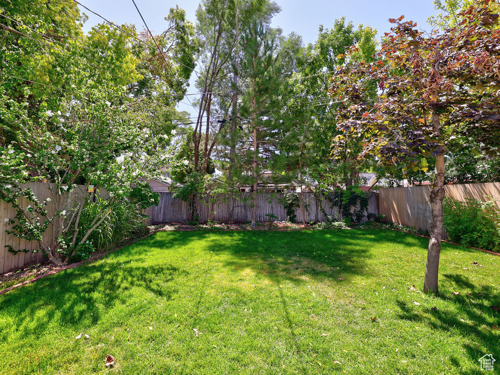 View of yard featuring a fenced backyard
