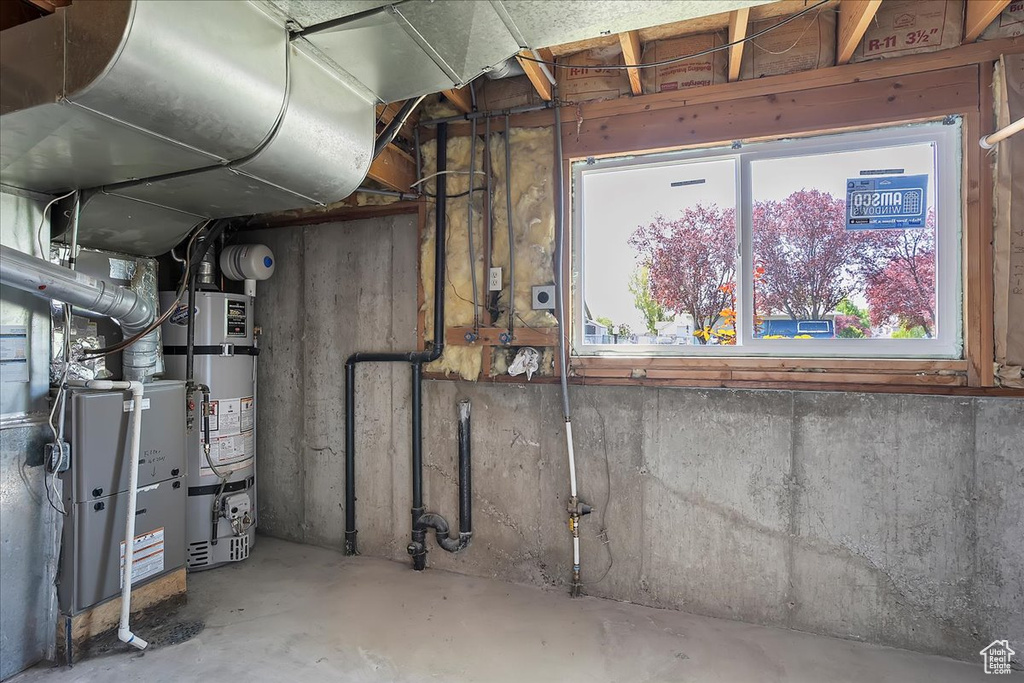 Utilities with heating unit and secured water heater