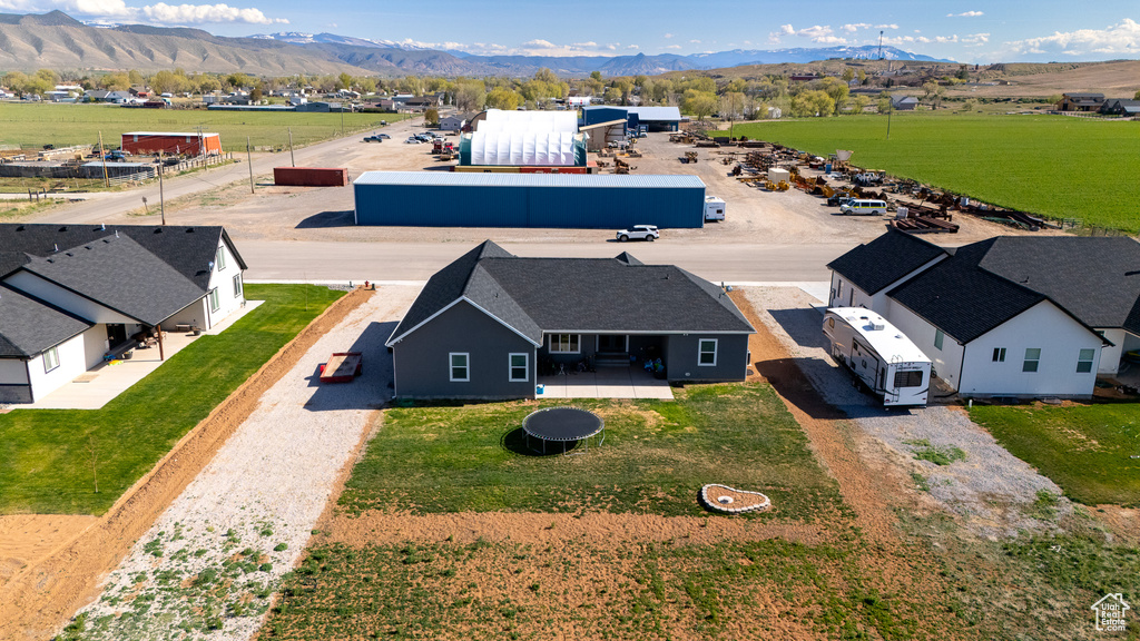 Drone / aerial view featuring a mountain view