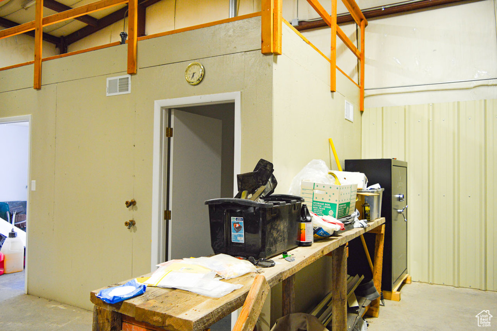Garage featuring visible vents