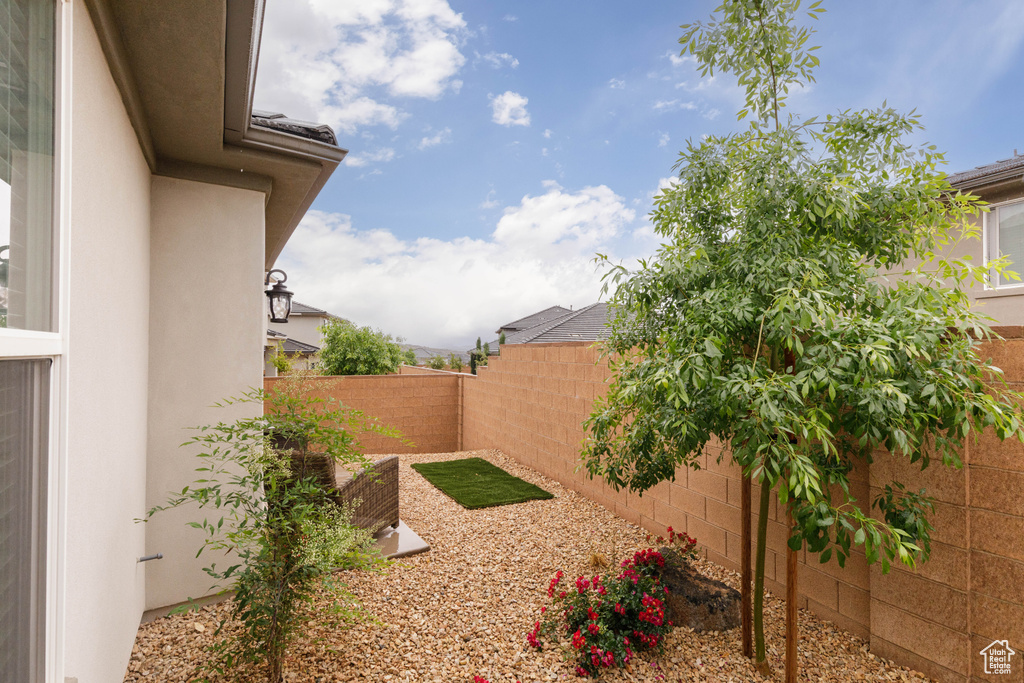 View of fenced backyard