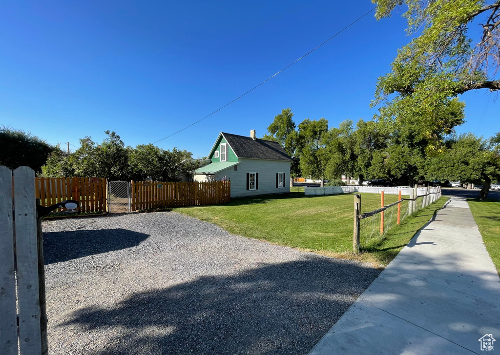 View of yard featuring a gate and fence private yard