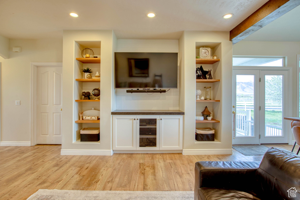 Living room featuring recessed lighting and light wood finished floors