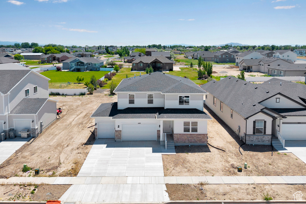 Aerial view of residential area